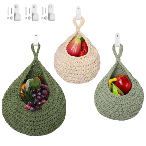 Cesta de frutas montada en la pared para decorar cocinas rústicas y guardar verduras 2