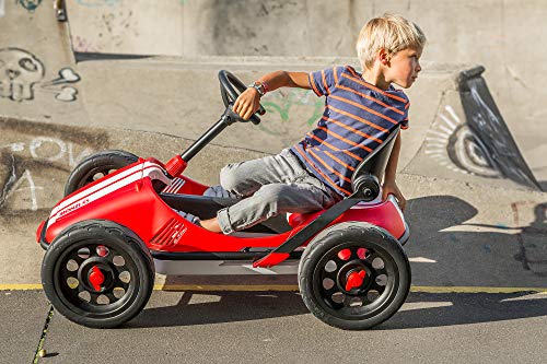 Chillafish Monzi RS: Pedal Go-Kart for Kids 3-7 Years, Folds Down for Easy Storage and Adjustable Seat Without Tools, Airless no-Puncture RubberSkin Tires, and Wall Mount for Easy Storage, Red