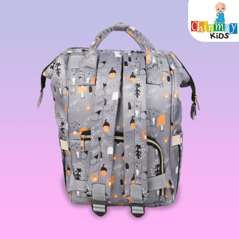 Chinmay Kids Diaper Bag Nursing Maternity Backpack, Waterproof Multifunctional Travel Bag Large Size (20 x 18 x 40 cms)(Blue) (Grey Cat) 2