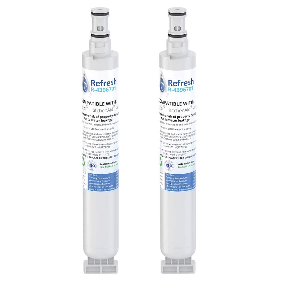 Refresh Filtro dell'acqua di ricambio per frigorifero Whirlpool EDR6D1, 4396701, 4396702, WF293, EDR6D1, Filter6, L200V, LC200V, 2301706, RWF2000A, EFF-6001A, SGF-W10 e Kenmore 9915, 46-9915 (2 pezzi)