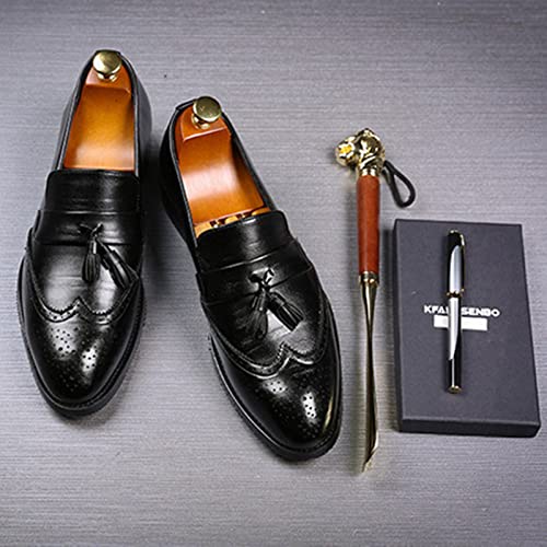 Image of Julymens Men's Handsome Slip-on Tassel Brogues Faux Leather Dress Shoes