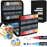 72 Colores Plumone Acrílicos Doble Punta Con Caja, POVOLE Marcadores Arte Punta Fino & Punto, Resistente al Agua, No Se...