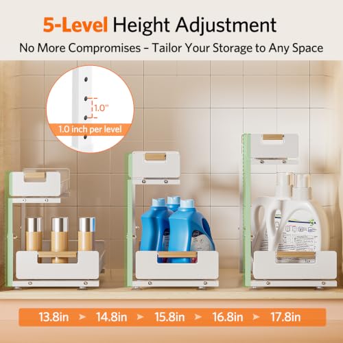 Delamu Under Sink Organizer Kitchen 2 Tier Pull Out Cabinet Shelf 2 Pack - image 4