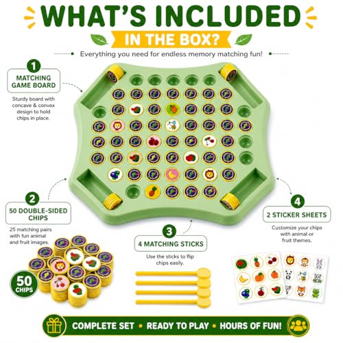 Image of Flip and Match Memory Board Game | Mind Puzzle & Flipping Chess Match Game for Kids and Boys Ages 7-14