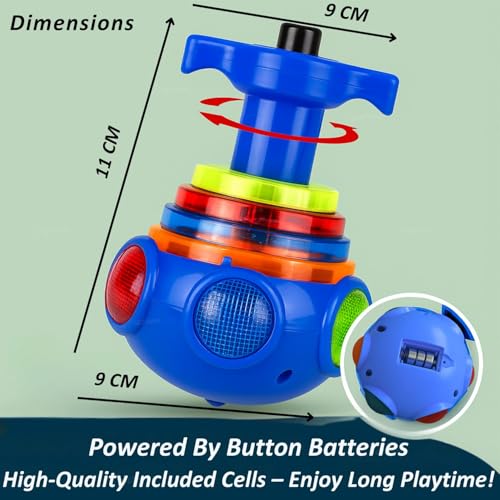 Image of GRAPHENE Spinning Top Gyro Magic Lattoo Toy Flashing Plastic Magic Spinner with LED Lights Music Attractive Toy Non-Toxic Safe Fidget Spinning Top Laser Toys for Kids 2-5 Years Beyblade