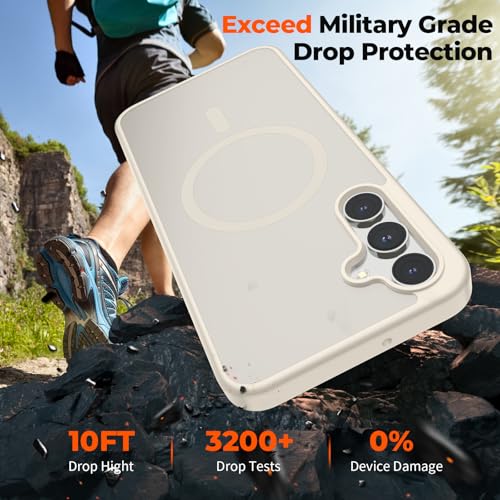 Image of SUPFINE Magnetic for Samsung Galaxy A16 5G Case with Screen Protector, (Built-in Magnets) (Military Grade Drop Protection) Slim Translucent Shockproof Phone Case,Stone