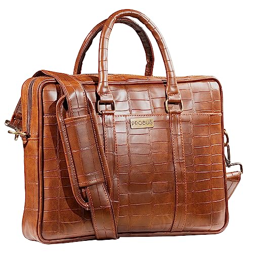 Image of Probus 13-Inch / 14 Inch / 15.6 Inch Vegan Leather Laptop Messenger Bag Sleeve Case Cover for MacBook Office Executive