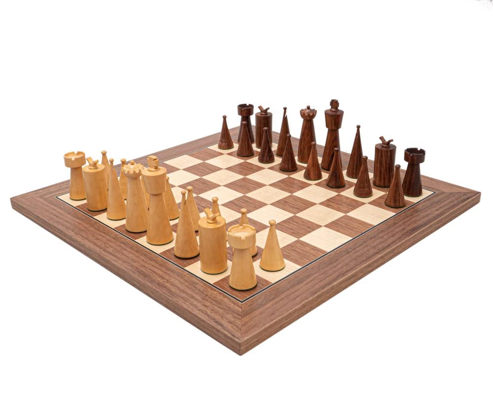 The Art Deco Sheesham and Walnut Chess Set