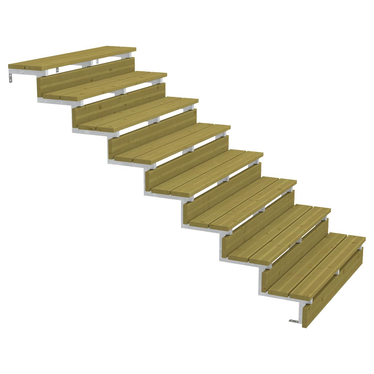 3er Set Stahl Treppenwange 8 Stufen - Option für Setzstufen-Höhe 136cm