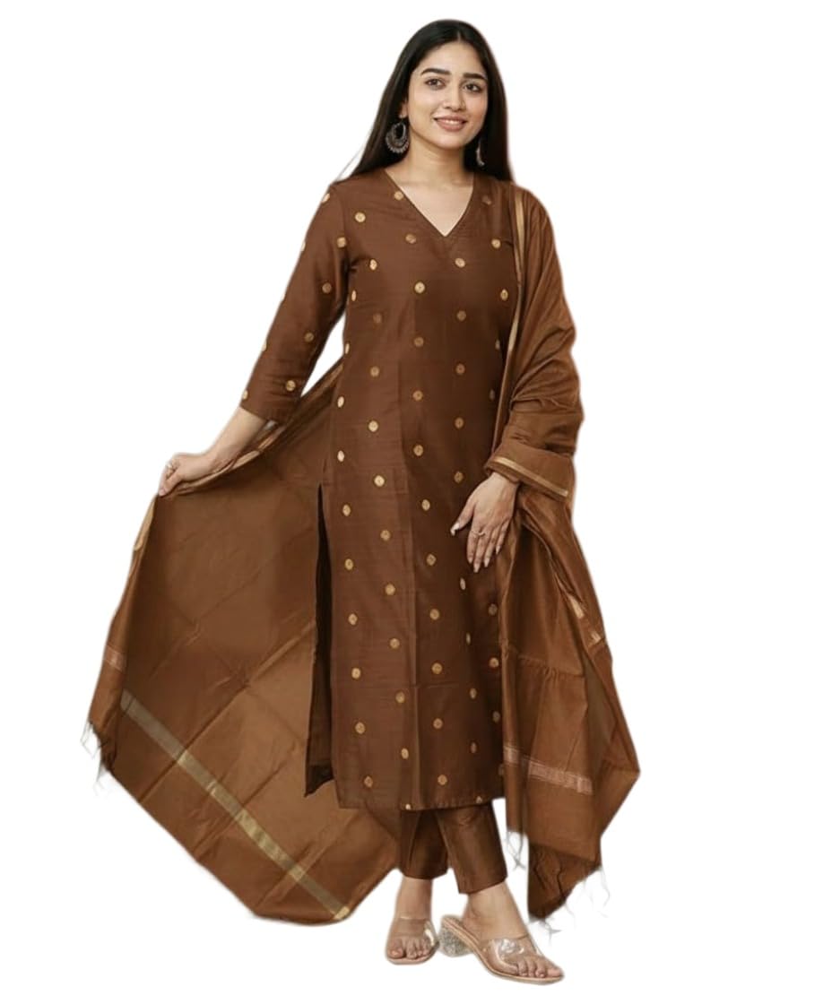 Women’s Rayon Viscose Printed Straight Kurta with Pant & Dupatta | 3 Piece Ethnic Kurta Set for Women | Regular Fit Traditional Outfit | Elegant Printed Design