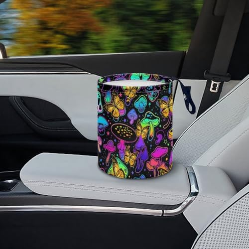 Image of Funny Colorful MushroomTrash Bag, Car Trash Can - Cute, Portable, Collapsible for Back Seat, Floor, or Hanging Headrest Waste Basket - Car Garbage Accessory