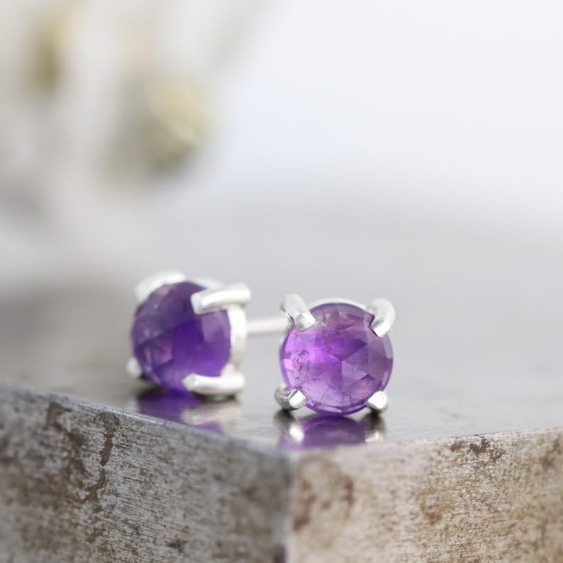Boucles d'oreilles améthyste naturelle argent 925 hypoallergéniques et légères