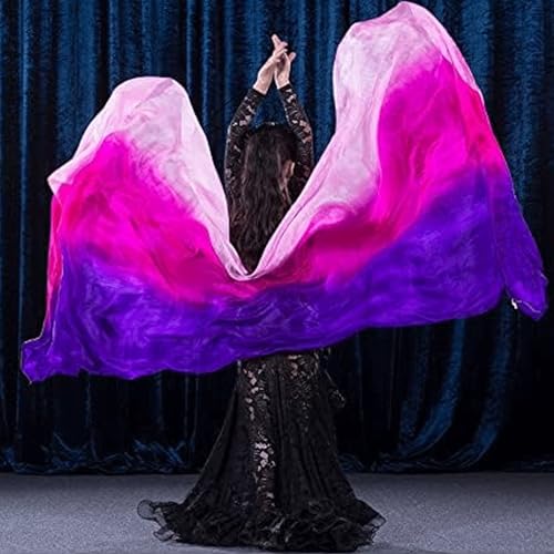 Image of Aumulen 8mm Girls Hand-Made Belly Dance Silk Scarf Veils Gradual Colors