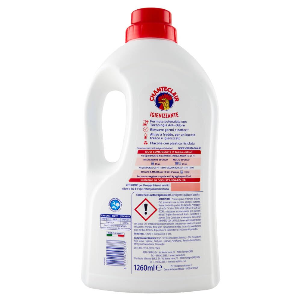 Chanteclair Lavatrice - Pack de prueba Colorati + Higiene - Detergente líquido para la lavadora - Detergente para lavadora - Detergente 28 lavados 1260 ml + llavero Beni Culinari gratuito
