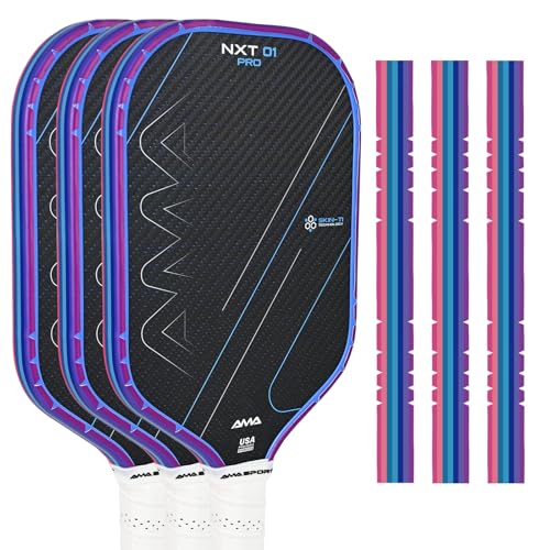 AMA SPORT Pickleball Paddle Edge Guard Tape with Stripes 3 Pack Edge Protection Tapes 26mm Width...
