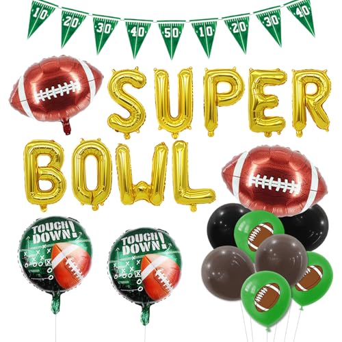 Juego de decoración de fútbol americano, globos de fútbol americano, globos de rugby, decoración para fiestas de fútbol americano, globos de papel de aluminio, para decoración de cumpleaños