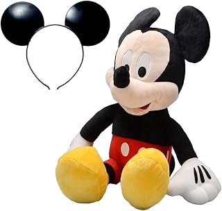 Mickey de Pelúcia 45cm Três Falas em Português + Tiara Orelhas