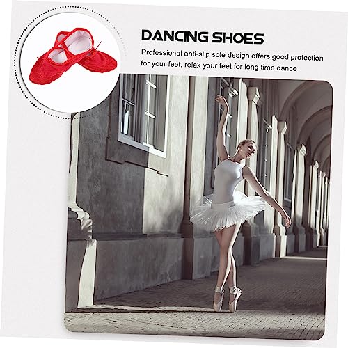 EXCEART Ballet Shoes Kids Ballerina Dance Shoes Pu Leather Elastic Band for Girls Boys Size 27 Red4