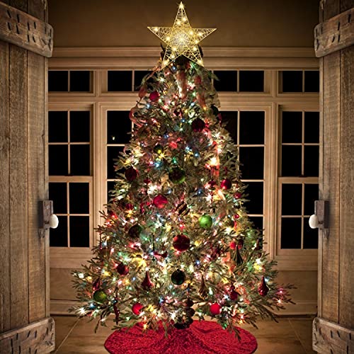 Ccinee Golden Christmas Tree Topper With Lights, 10 Inches Glittered Treetop Star Lighted Tree Star Topper For Christmas Tree Decorations Home Holiday Xmas Party Indoor Decor #TOP5