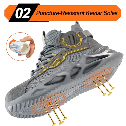 Image of LAoutun Steel Toe Shoes for Men Work Shoes Safety Sneakers Comfortable Lightweight Puncture Proof Slip on Indestructible Construction Work Shoes