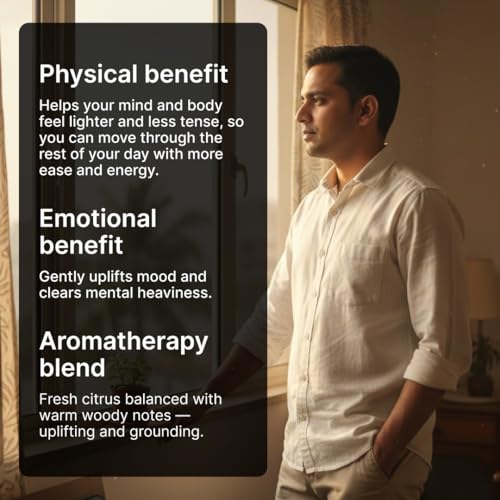 Image of Arezou Uplift Therapy Blend: Natural Stress Relief & Mood Enhancer | Therapeutic Essential Oil blend of Cedarwood, Lavender & Bergamot for Energy & Vitality | Small Batch, Ayush Certified Aromatherapy Ritual for Women & Men-2ml