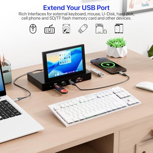 Image of KOGODA 5-inch Mini Monitor for Raspberry Pi Mac mini, HUB & Speakers Combo, Type-C One-Cable Connection, IPS Portable Screen for PC Monitoring, Gaming /Streaming /AIDA64 DIY Partner