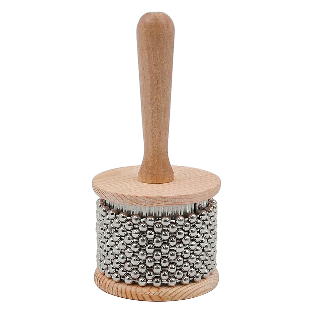 Instrument de musique à percussion Cabasa en bois de haute qualité avec chaîne de perles en métal