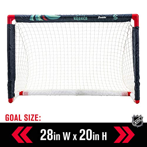 image for Franklin Sports NHL Seattle Kraken Mini Hockey Set - Kids Indoor Knee 