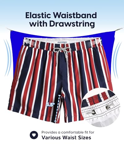 Image of maamgic Mens Swim Trunks 5 Inch with Mesh Lining, Quick Dry Mens Bathing Suit, Swim Shorts for Swimming and Beach