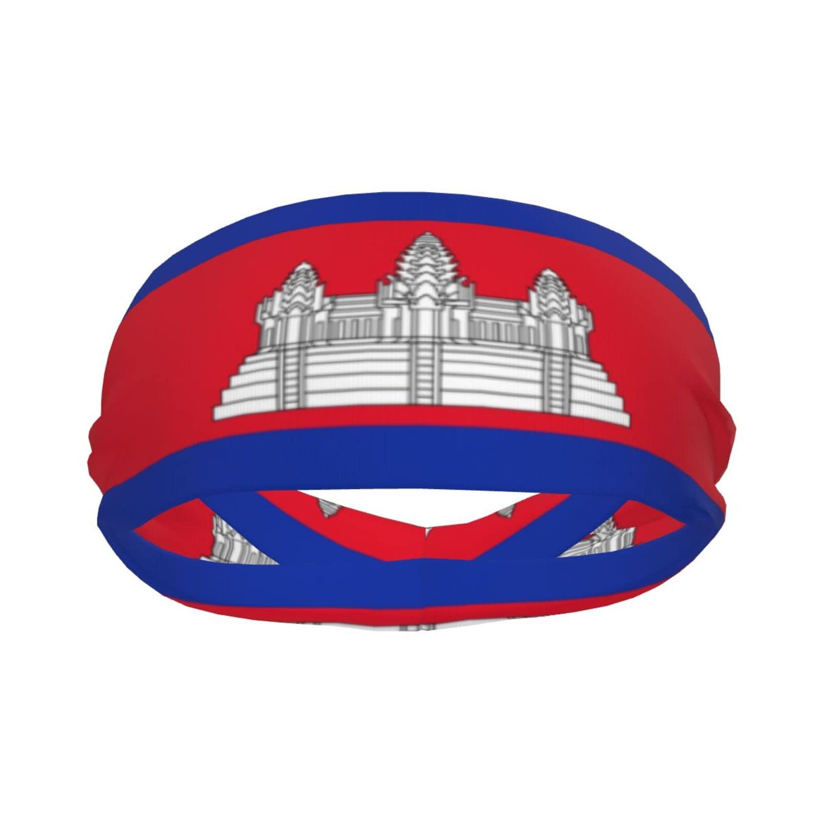 Cambodian Flag Sports Headbands Lightweight Hairband Stretchy Moisture Wicking Workout Sweatbands for Men Women