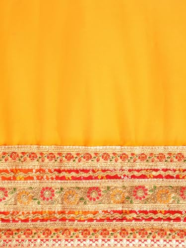 Image of Pandadi Saree Women's Elegance Chiffon Bandhani Saree with Heavy Lehenga Design