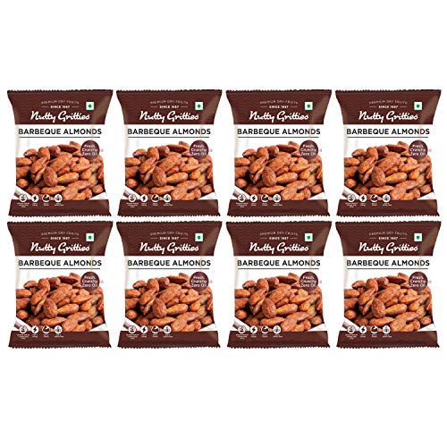 Image of Nutty Gritties Barbeque Almonds (BBQ) - Healthy Party Snack, Dry Roasted, Non Fried, Zero Oil, Crunchy, Tasty - (Pack of 8-21g each), 168g