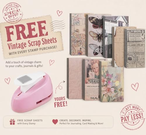 Image of IMPORTED Metal Stamp Punch for Arts Crafts Scrapbooking DIY Projects 2x1.5 cm(WITH FREE SCRAP SHEETS) Postage Stamp Shape Paper Cutter for Journaling, Greeting Cards, Photo Decoration