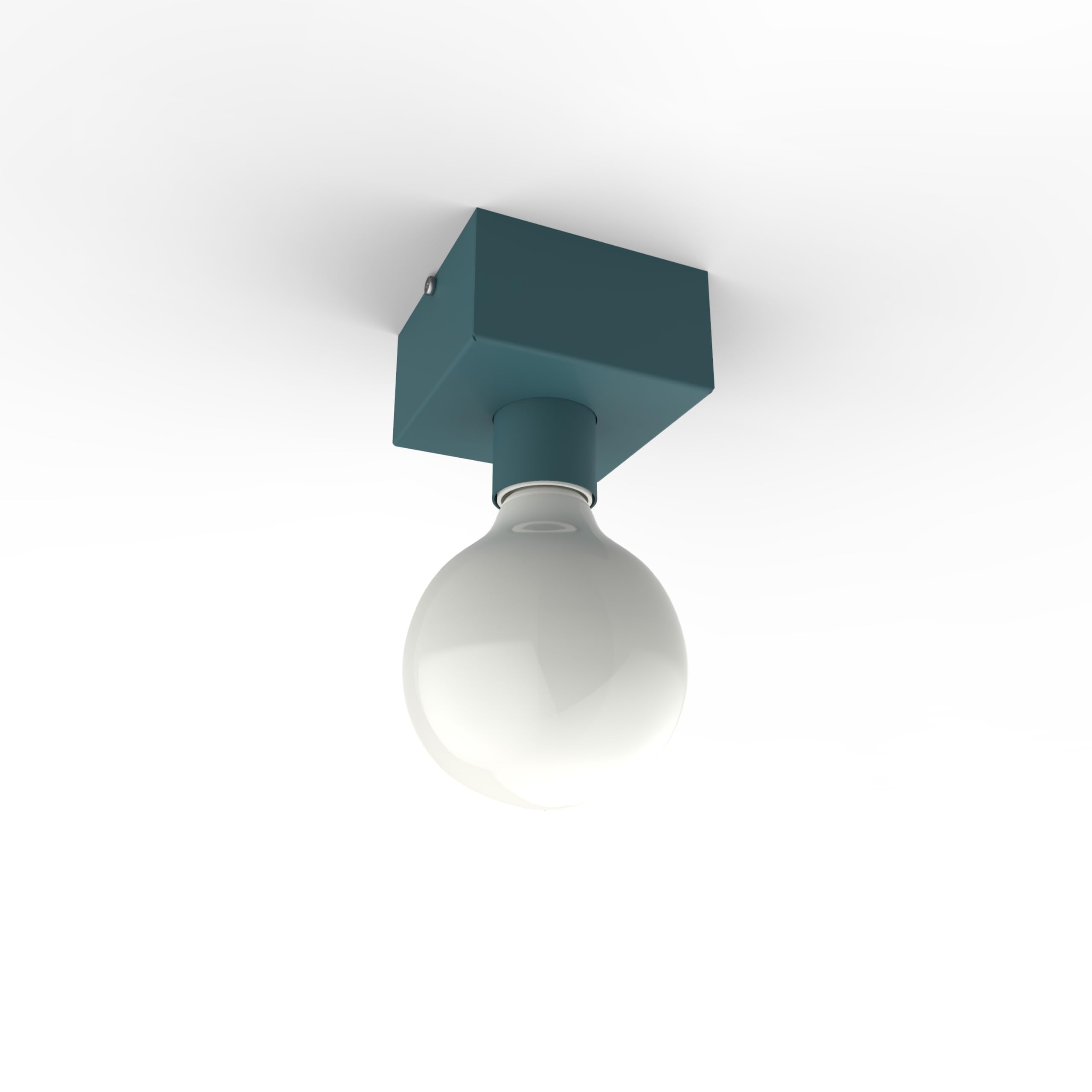 L+ Plafoniera led soffitto, in metallo, forma cubo, lunghezza 10cm, attacco per lampadina E27, colore blu
