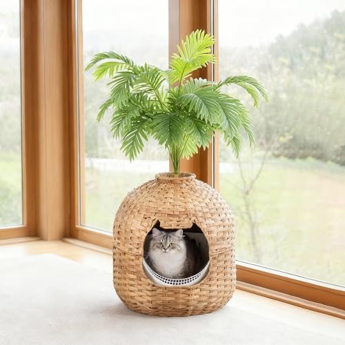 HOOBRO Rattan Plant Litter Box, Large Cat Litter Box Enclosure with Litter Box & Scoop, Odor Control...