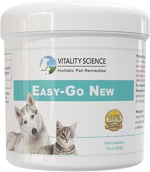 Vitality Science Easy-Go Supplement for Cats and Dogs | Supports Normal Bowel Function | Relieves Constipation | Promotes Healthy Digestive System | Easy Digest | 100% Natural & Additive Free 215g