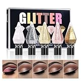 MooGlamor 6 Pcs Liquid Glitter Eyeshadow Set Colorful Eyeliner with Long-Lasting and Waterproof Shinning Eye...
