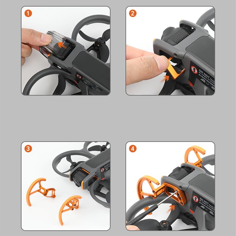 Houjunor Protection Hélice Et Pare-Chocs Aluminium Pour DJI Avata 2 - Kit Anti-Collision Rouge Et Orange