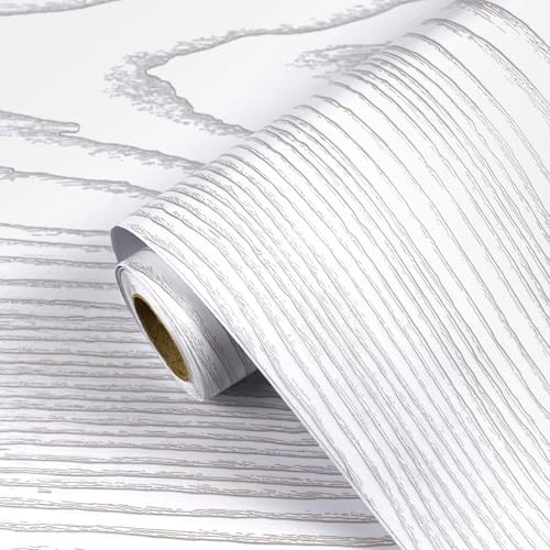 Papel de contacto de madera plateada vinilo autoadhesivo extraíble grueso para mueble 2