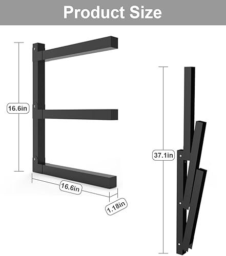 Miniatura 3 de Estante de metal para almacenamiento de madera, organizador de pared de 3 niveles y estante de madera, solución de almacenamiento interior y