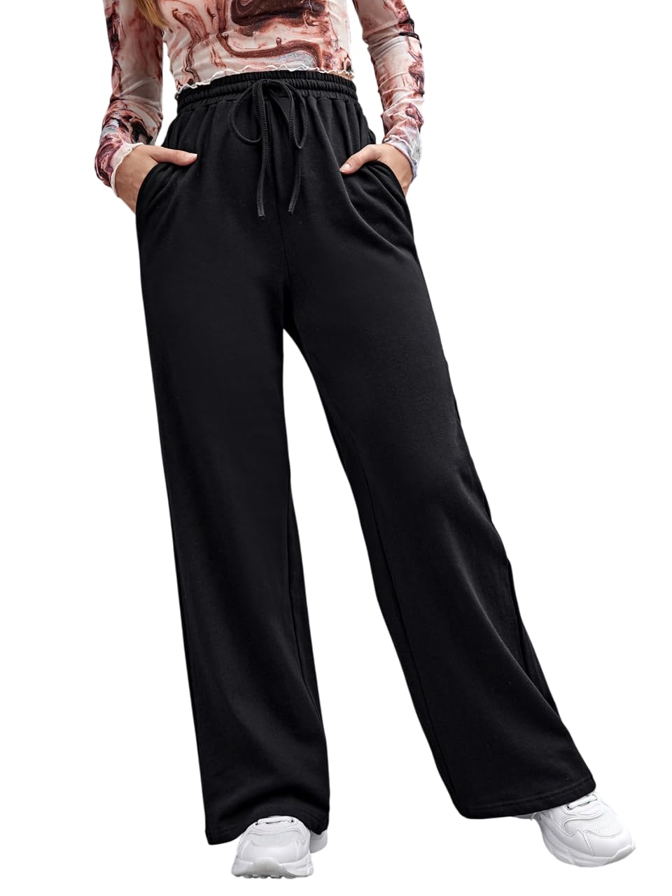 dockstreet Straight Wide fit Long Length Open Bottom Jogger for Women/Trending Multi Pocket Style, Relaxed Casual Pants for Women-picture-46