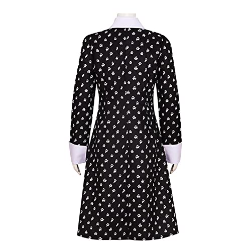 Mädchen Mittwoch Addams Kleid, Gothic Schwarzes Kleid mit Weißem Kragen, Mittwoch Addams Kleidung Halloween, Verschiedene Größen Erhältlich Cover