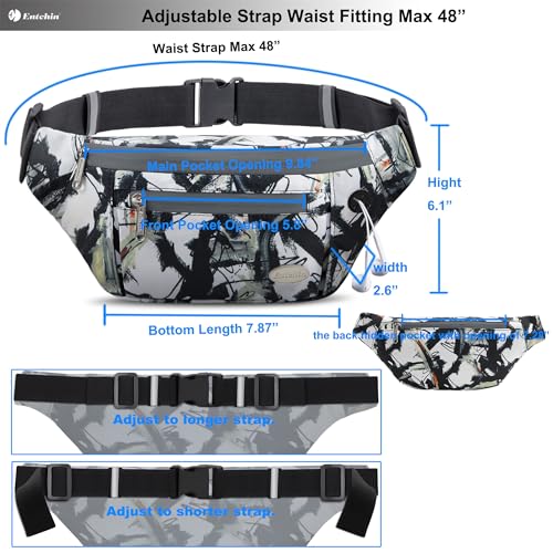 Entchin Fanny Pack for Women Men, Large Capacity Crossbody Waist Bags for Hiking Running Travel Cycling Fits Any Phones