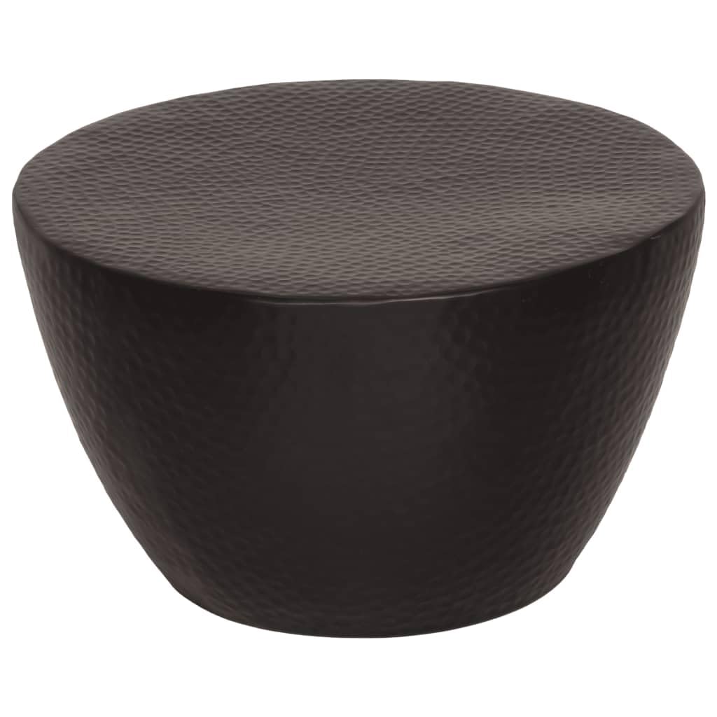 Homgoday Tavolino da caffè in alluminio martellato, Ø 50 x 30 cm, nero, tavolino da tè per soggiorno, sala d'accoglienza degli ospiti, camera da letto e mobili da ufficio