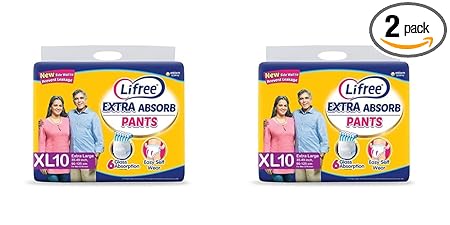 Lifree Adult Diaper Pant Style - XL Set of 2 Packs(10 pcs Each) for Waist Size 35-49 inches