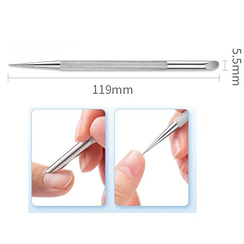 Miniatura 3 de 4 piezas de acero inoxidable removedor profesional de doble cabeza arte de uñas empujador de cutículas de uñas palillo de uñas aguja manicura
