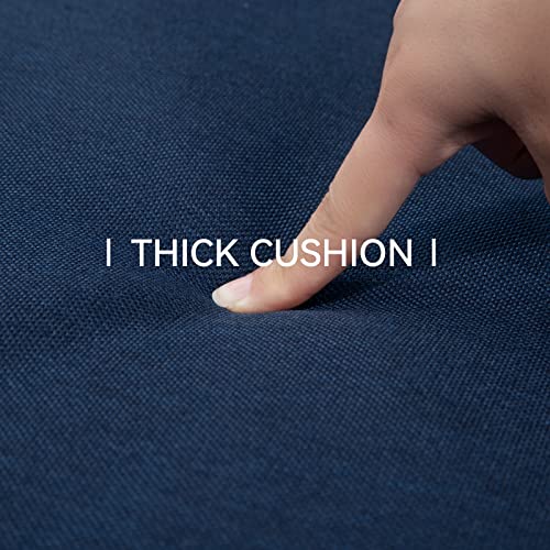 Joyside Outdoor Swivel Rocker Patio Chairs Set Of 2 And Matching Side Table - 3 Piece Wicker Patio Bistro Set With Premium & Soft Fabric Cushions, Dark Blue #TOP6