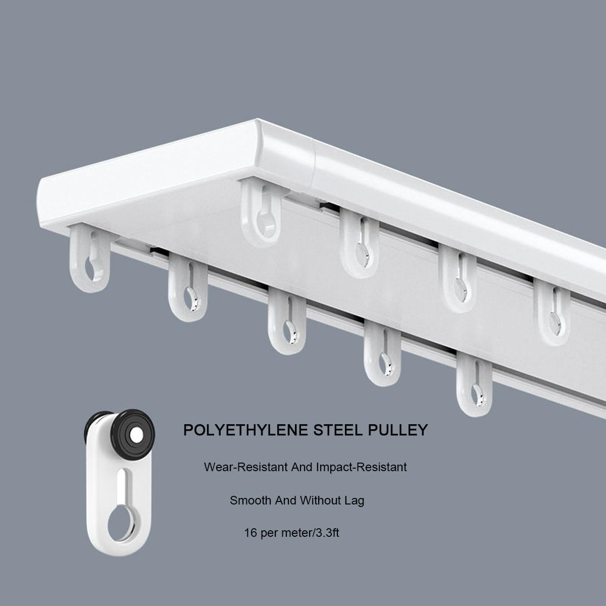 Rail de draperie lourd en aluminium 2 rails, tringle silencieuse à double rangée, pour salon et chambre à coucher, longueurs disponibles de 1 à 6 m (blanc, 3 m)