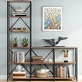 Tribesigns 9 Shelves Bookshelves, Industrial Ladder Corner Etagere Bookcase, Rustic 6-Tier Display...