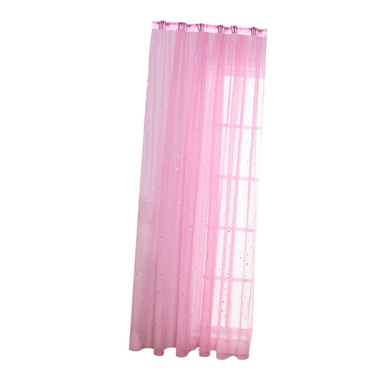 Cortinas tul de poliéster Housoutil ventana transparente estrellas plata